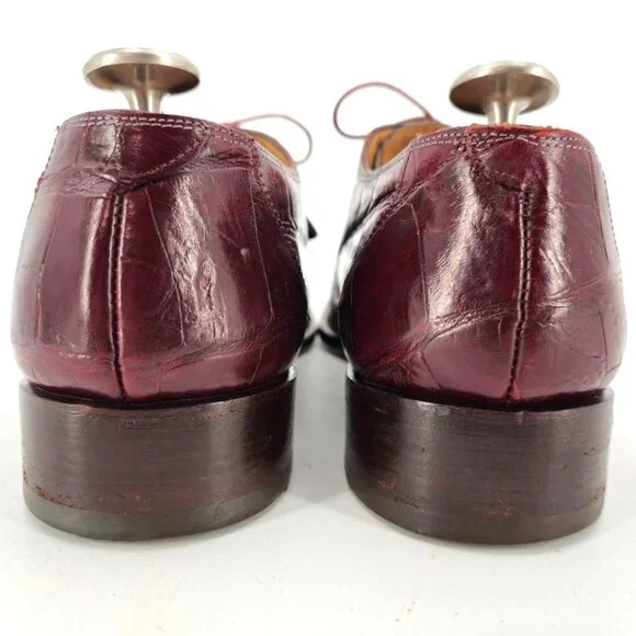 Vintage Mauri Exotic Alligator Burgundy Gray Dress Shoes Mens 13M Derby Oxfords